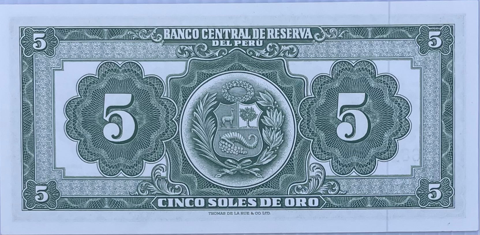 1968 Peru 5 Soles De Oro P-76 UNC World Banknote